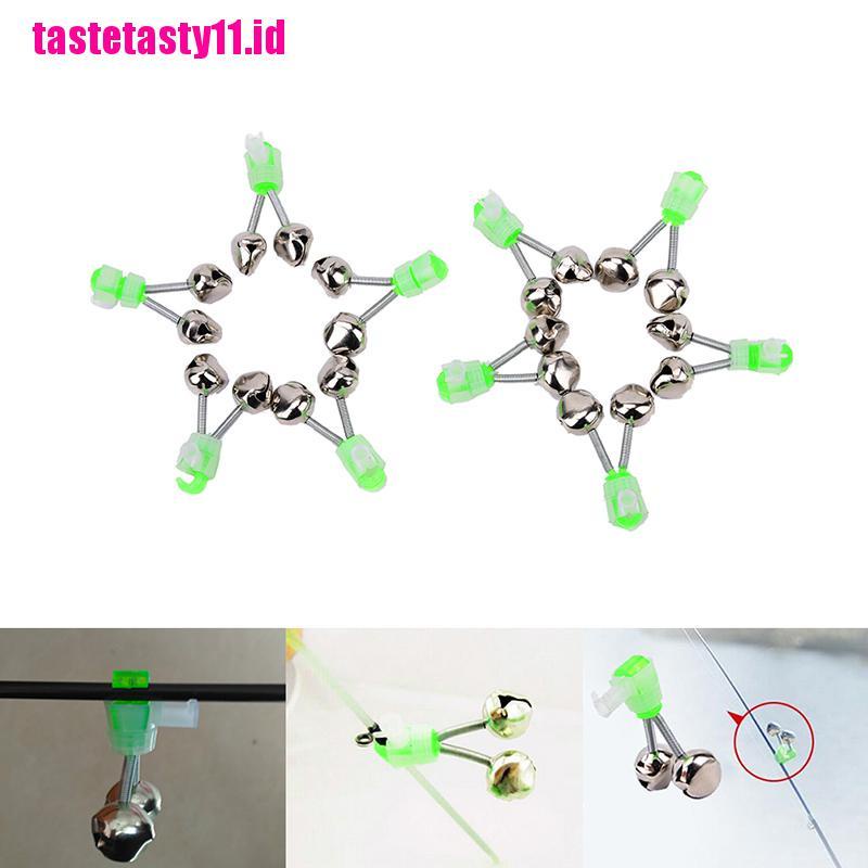 【TTID】10pcs Night Fishing Rod Clamp Tip Clip Ring Fish Bait Alarm Bells Green T