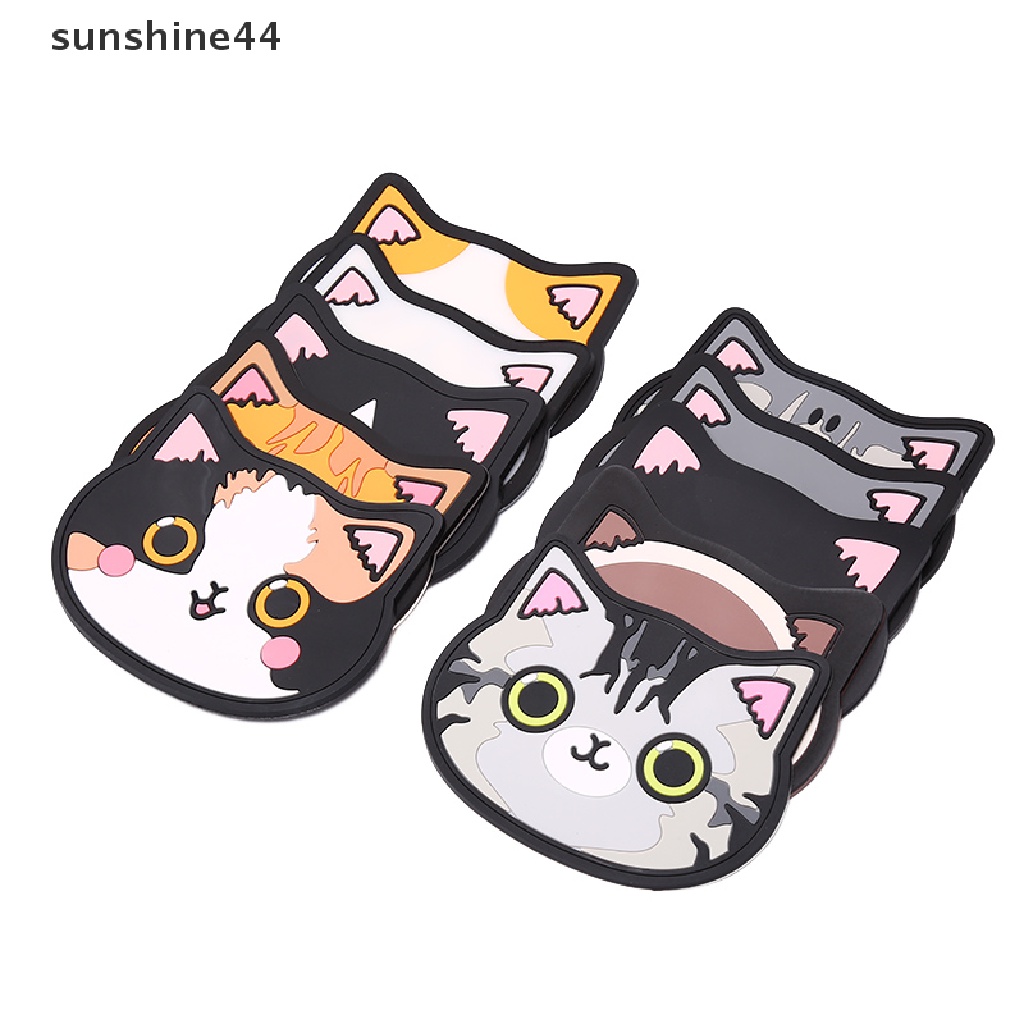 Sunshine Alas Piring / Mangkuk / Gelas / Botol Susu Bahan Silikon Anti Slip Motif Kartun Kucing