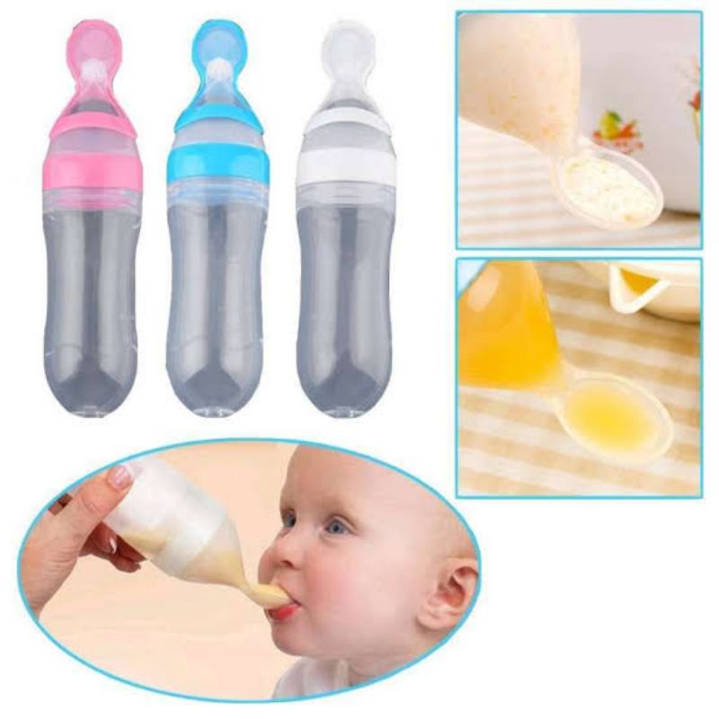 READY STOCK] Botol Sendok Makan Bayi Botol Susu Dot Sendok Bubur MPASI Baby Spoon Feeder Food Grade