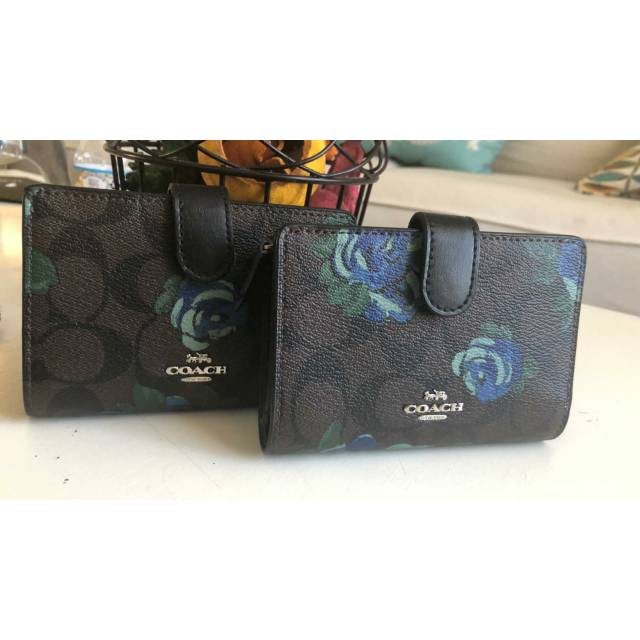 coach medium wallet mahogany floral