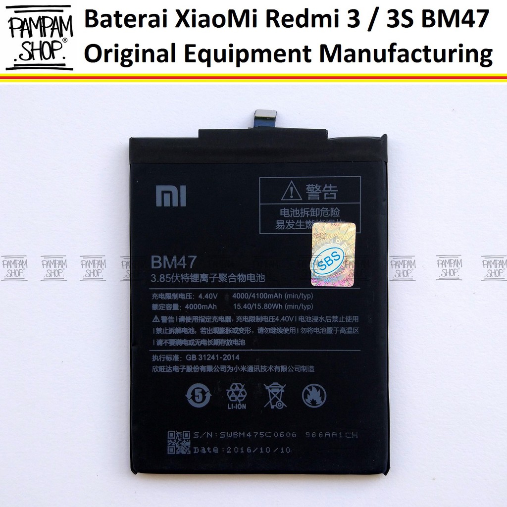 Battery Baterai Batre Batrai Batt Xiaomi REDMI 3 3S 3X 4X PRO MI4X