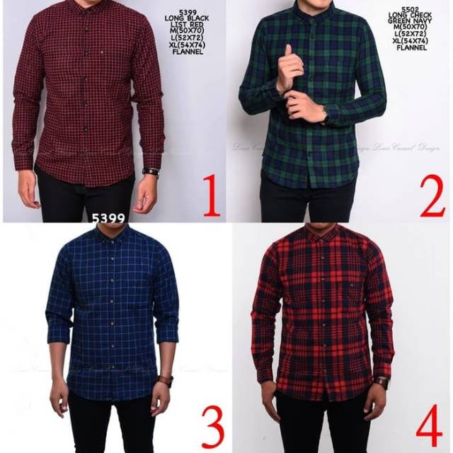 kemeja flannel flanel kotak levis lengan panjang
