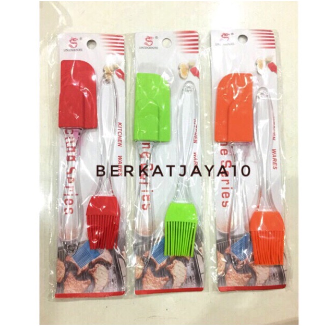 MINI Spatula dan Kuas Kue Roti Silicone Set 2 pcs