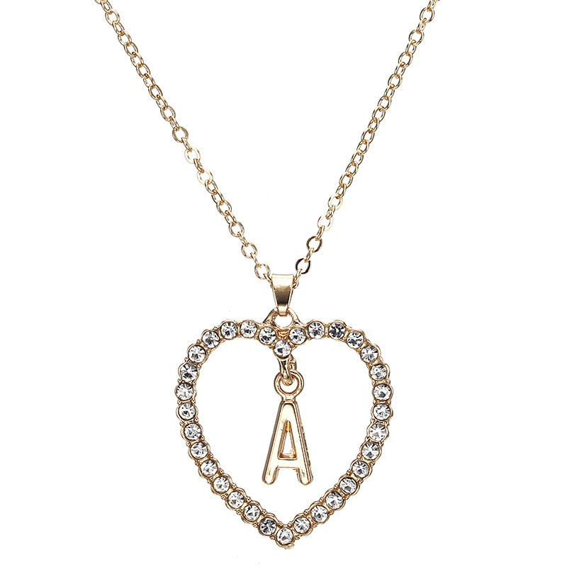 Kalung LIONTIN ALFABET Rantai 26 Huruf Korea Fashion Wanita Love Inisial Nama Abjad Alloy A - T