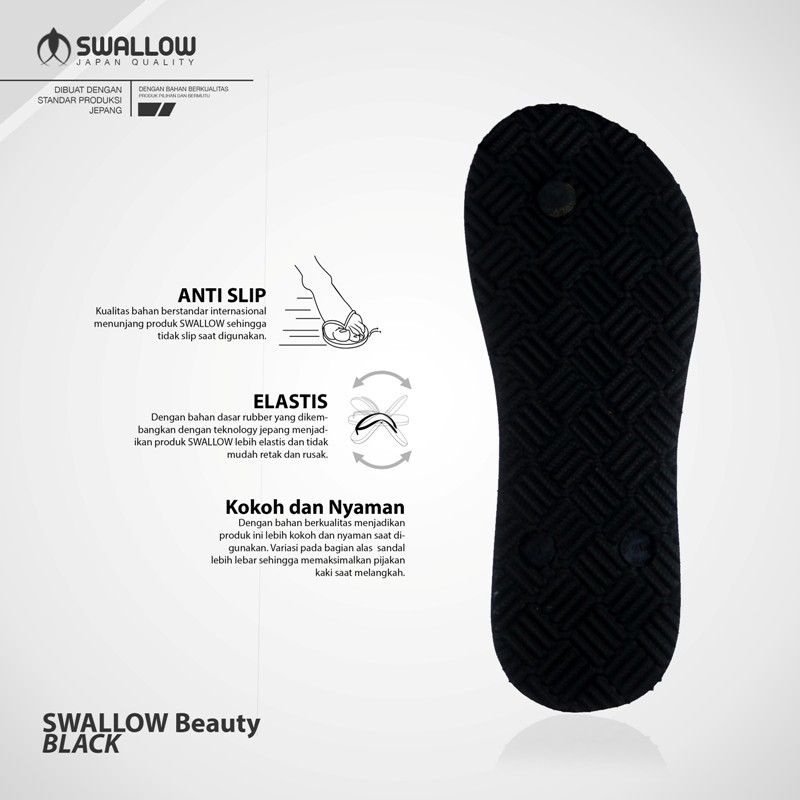 ✨NAGIHI✨ Sendal Jepit Swallow Black Pearl - Sandal Japit Swallow Hitam/sandal asli indonesia