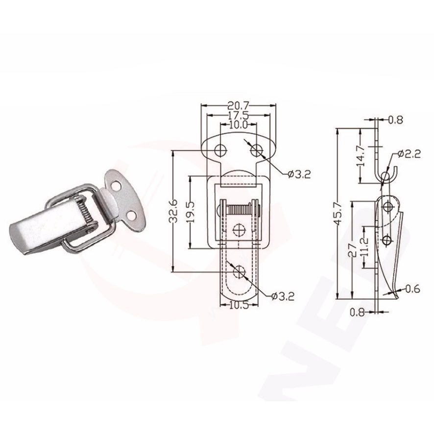 Kancing Kunci Spring Loaded Toggle Latch Catch Hasp - Silver