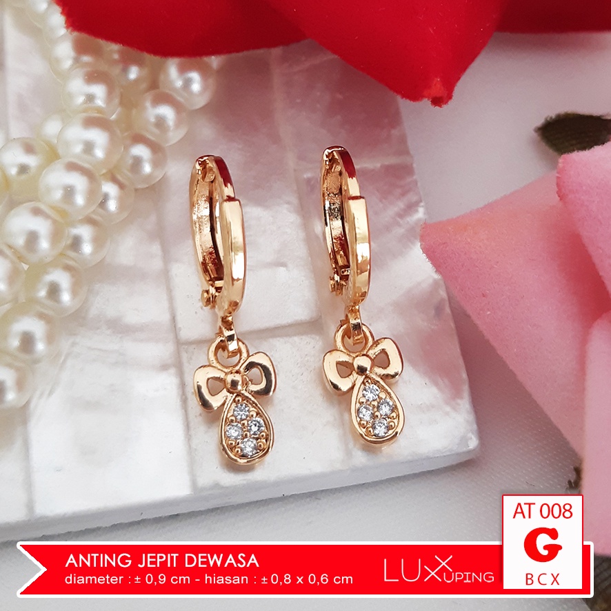 AT 008 Anting Kait Dewasa Model Tassel Panjang Perhiasan Emas 18K Imitasi Aksesoris Lapis Mas Xuping Murah Luxx Xuping