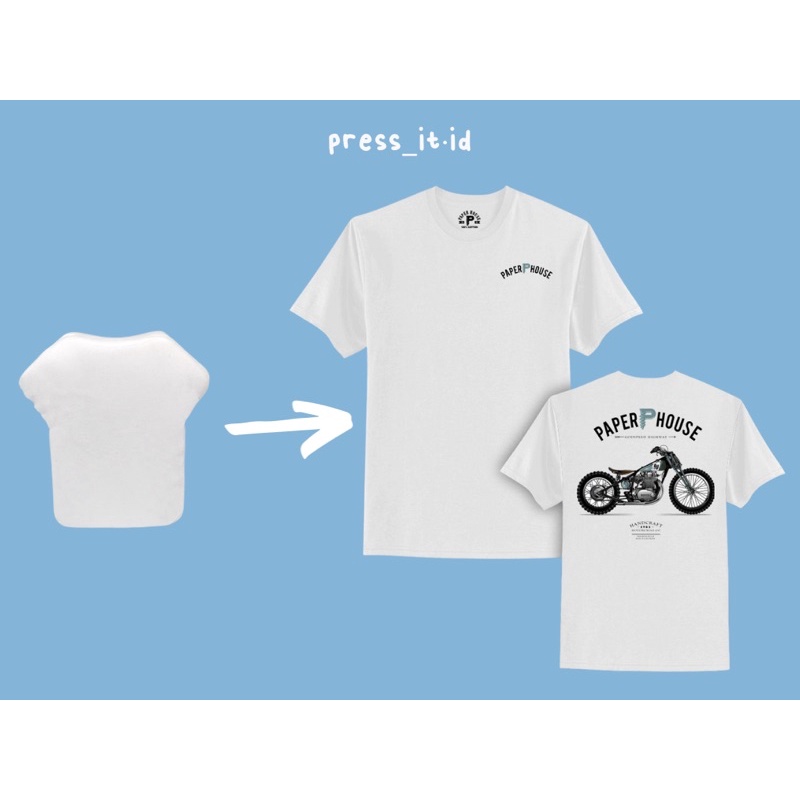 T-Shirt Cotton Compress Premium Motorcycle White