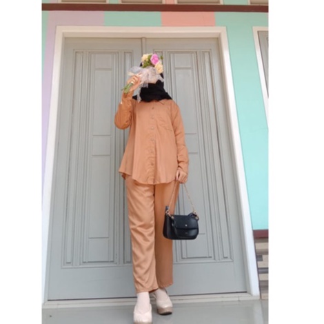 set celana rayon polos febi atasan dan bawahan kombinasi pastel shabby remaja baju pesta wanita terkini