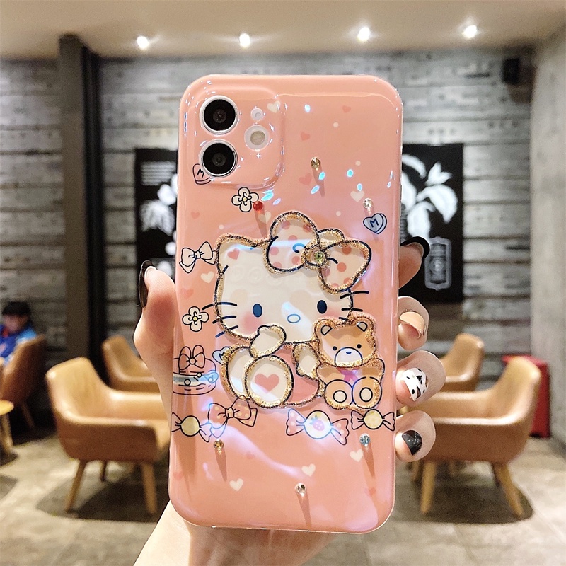 Hello Kitty case iPhone 12 pro mx 11 pro max X/Xs max XR 7/8/se2020 7plus/8plus 6/6s plus wrist strap soft shell casing iphone