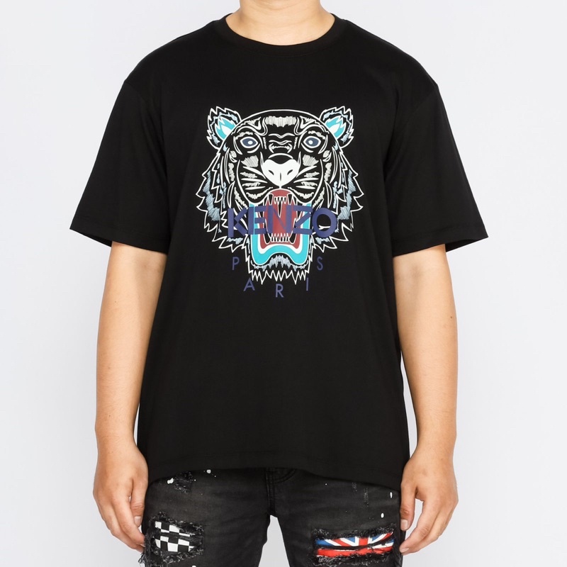 Ken. Tiger Tshirt Black/Blue Grey