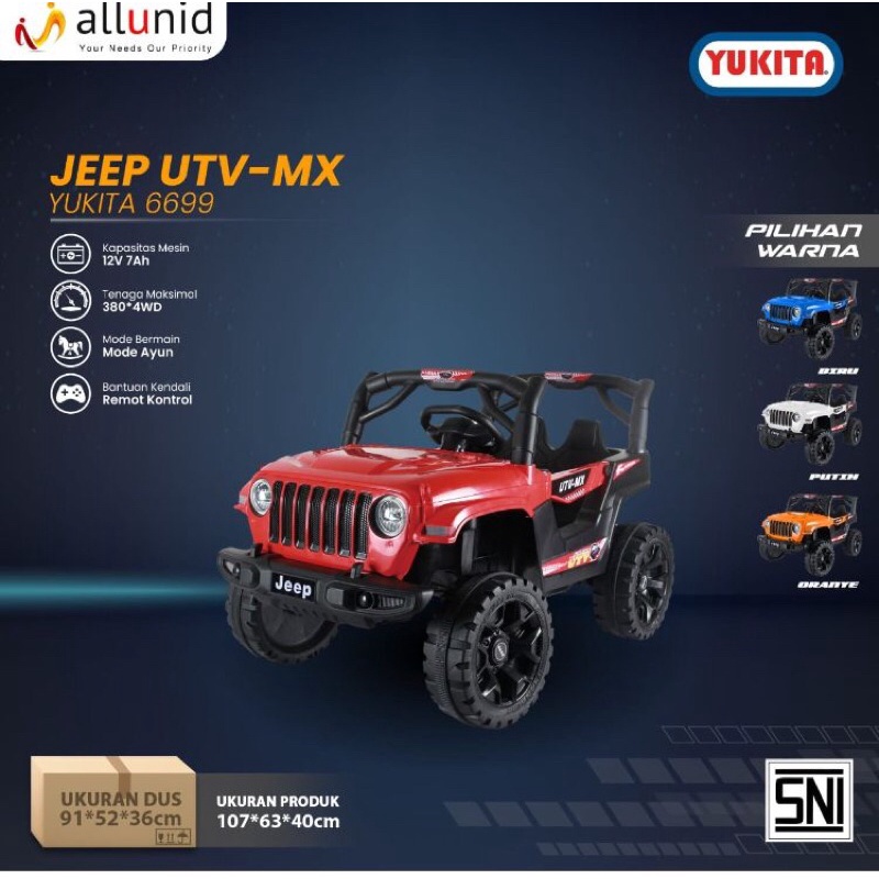 Mainan Mobil Aki Anak Yukita utv Mx 6699