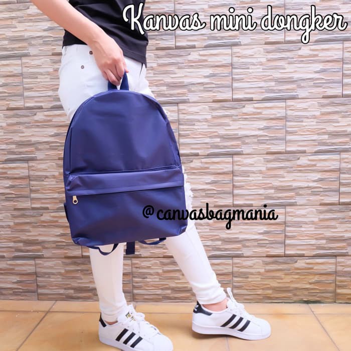 TAS RANSEL KANVAS POLOS UKURAN MINI/KECIL HARGA GROSIR (BIRU DONGKER)