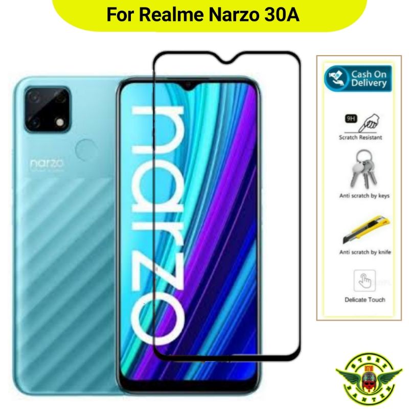 TG Realme Narzo 30A Tempered Glass - Gorila Glass. Anti Gores Tg Realme Narzo30A Ful Lem Presisi Ful