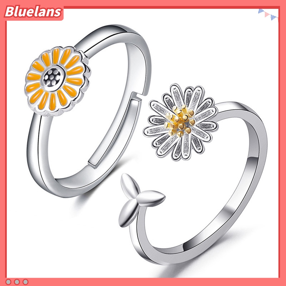 Bluelans Women Simple Marguerite Sunflower Shape Opening Adjustable Ring Jewelry Decor