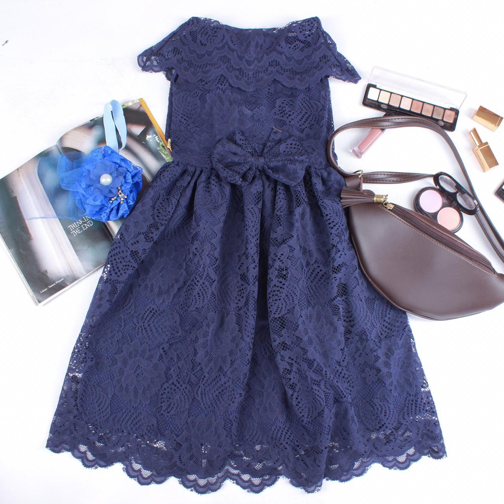 DRESS ANAK MODEL ARSY WARNA NAVY/DRESS BROKAT ANAK-ANAK /DRESS NEWBORN/ DRESS PHOTOSHOOT NEWBORN/BAJ
