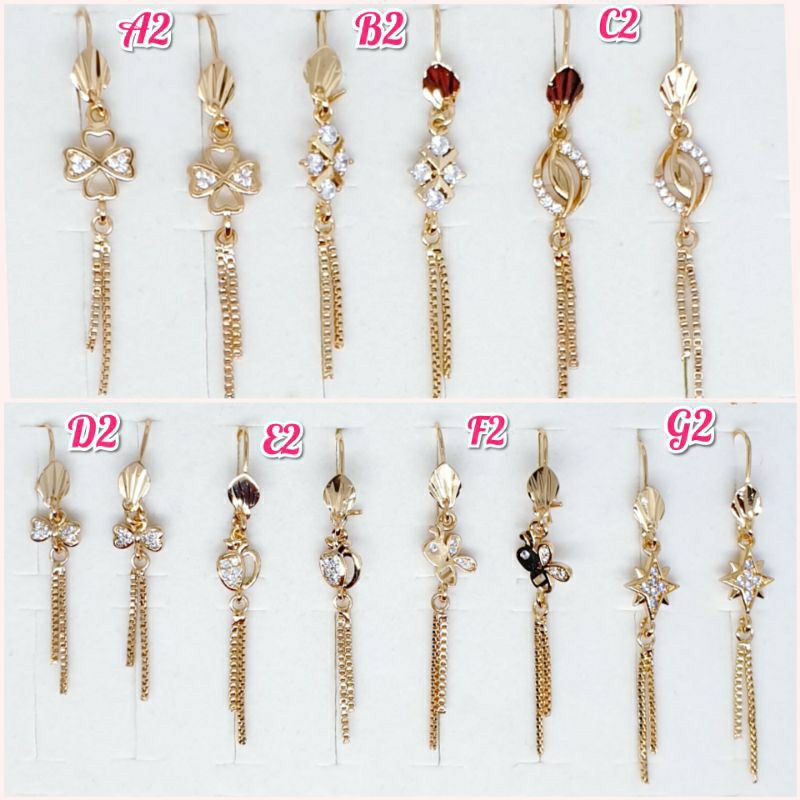 anting desy juntai permata zircon lapis mas ♡NAZOMI♡