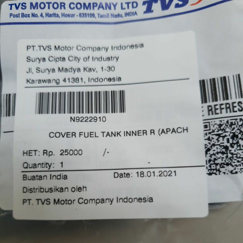 Leksil Apache bagian Tangki Apache 160 Kiri/Kanan TVS