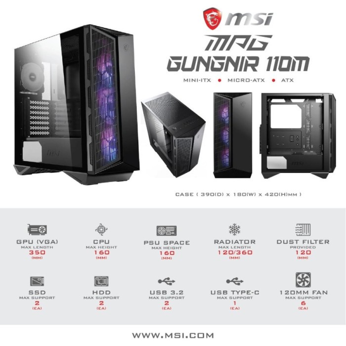 MSI MPG GUNGNIR 110R / Tempered Glass Gaming Case