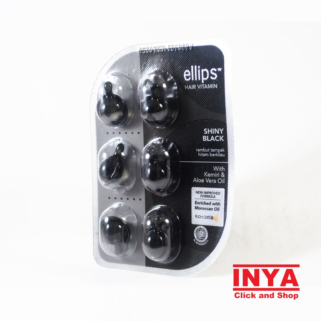 Vitamin Rambut ELLIPS SHINY BLACK 6X1ml - HITAM