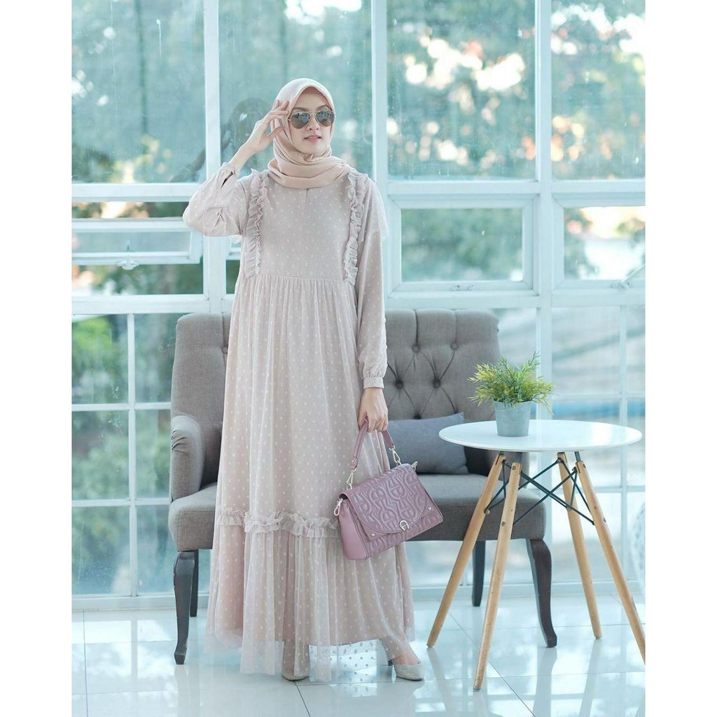 Gamis Dress Syari Muslim Brukat Brokat Tile Tutu Pesta Kondangan Formal Busui ELMEERA SYLLA HIJAB