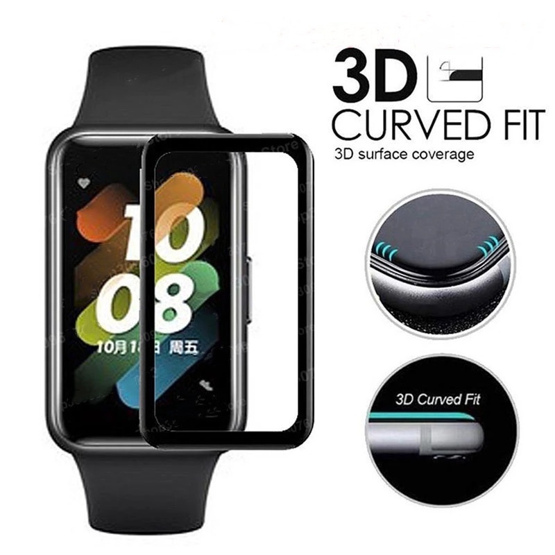 Pelindung Layar Tempered Glass 3D Curved Edge HD Anti Gores Untuk Huawei Band 7