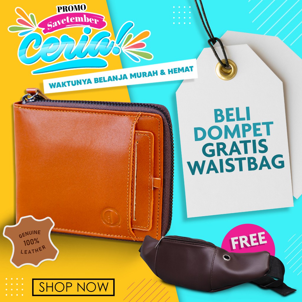 PROMO Dompet Kulit Premium FELIZ (D005) Gratis Tas Waistbag (Kulit PU)