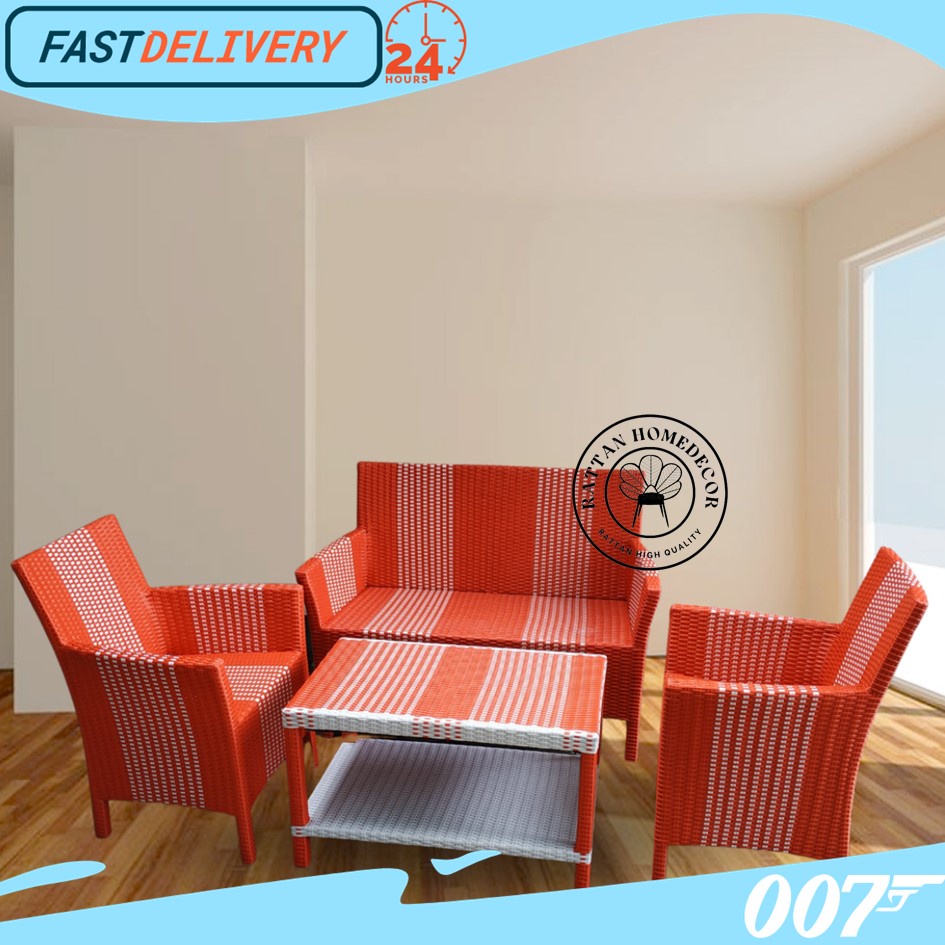 Kursi Tamu Set Hawai Sofa Rotan Sintetis Minimalis