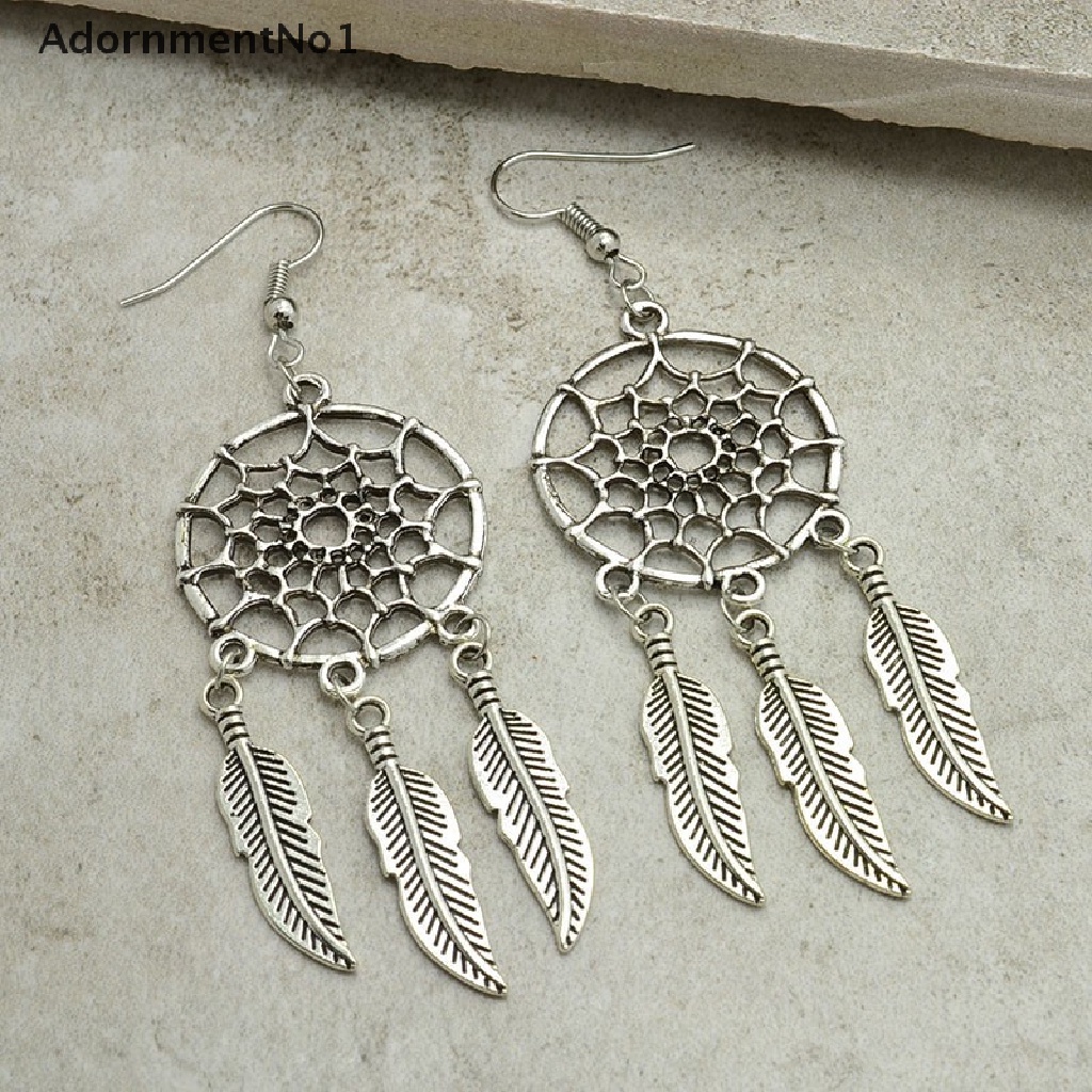 (AdornmentNo1) Anting Gantung Dream Catcher Lapis Silver Gaya Vintage Untuk Wanita