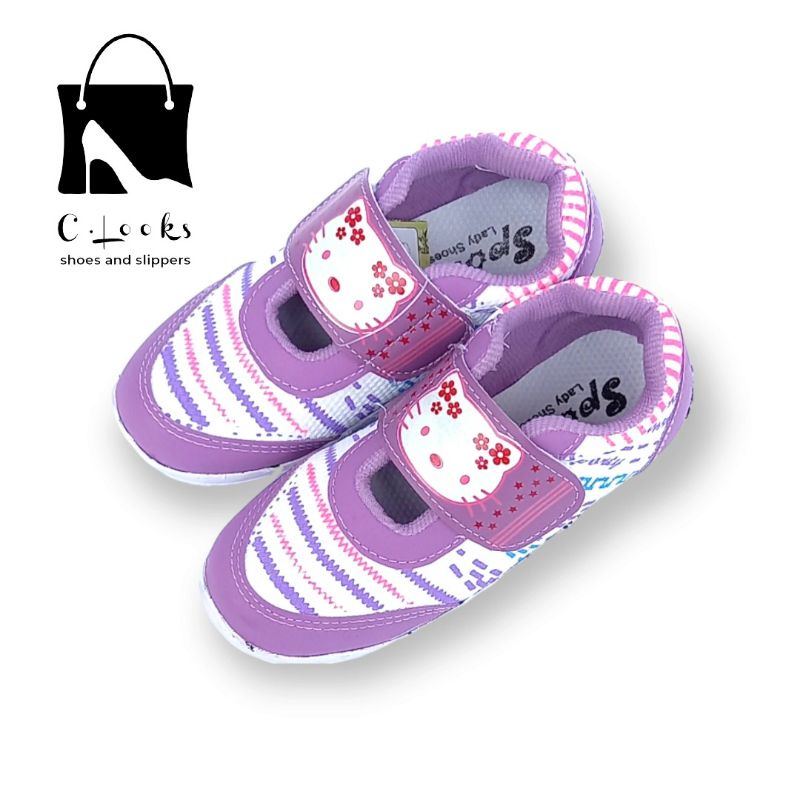 Sporty LB Garis Hello Kitty Sepatu Anak Perempuan Size 26-30 Putih Ungu