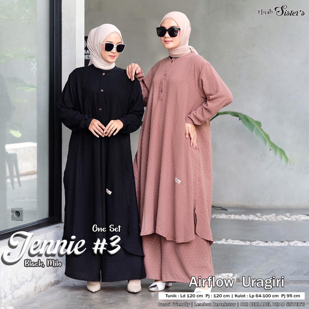 Hijab Sisters Jennie Set Jumbo / Setelan Celana Wanita Fashion Muslim Tunik / One Set Crinkle Airflow LD 120-1