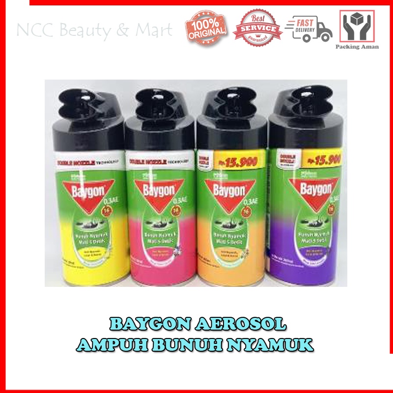 * NCC * Baygon Aerosol Semprot Spray Bunuh Nyamuk Mati dalam 5 Detik Double Noozle Technology