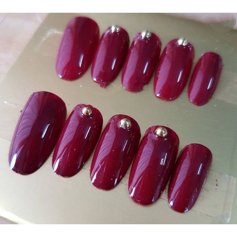 nail art maroon kuku palsu wedding