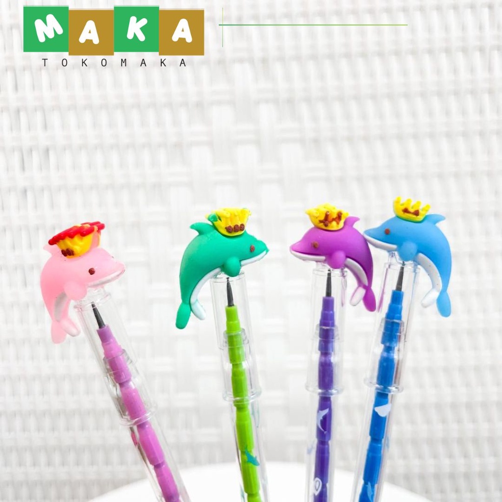 

pensil susun pensil mekanik cetek pensil bensia lumba lumba pelrengkapan sekolah peralatan kantor alat tulis sekolah kantor lucu import unik