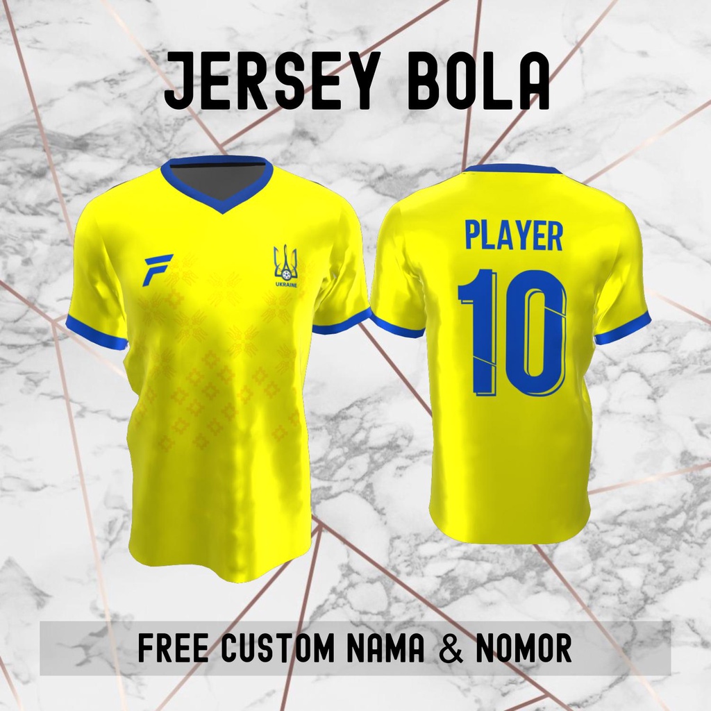 Jersey Ukraina Timnas Negara Bola Baju Kaos Custom Nama dan Nomor Punggung - 35 Jersey Club