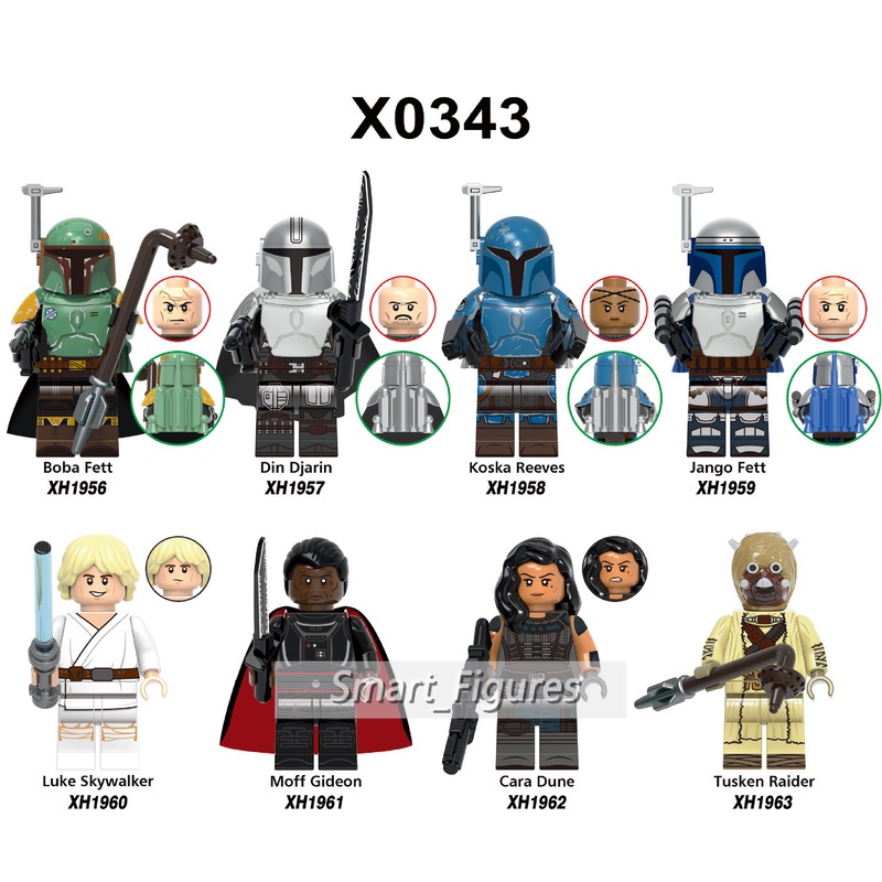 X0343 Mainan Action Figure Mini Karakter Star Wars Boba Fett Din Djarin Jango Fett Moff Gideon Cara Dune Luke