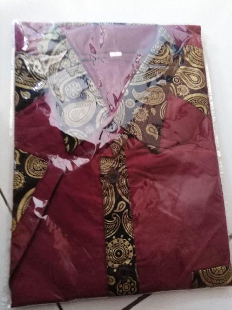 Seno Jarum Kemeja Batik Pria Baju Batik Pria Lengan Pendek Model Reguler Coklat Kopi M L Xl