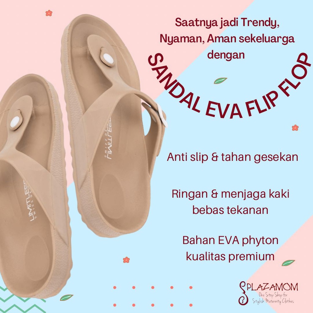 Sandal EVA karet WANITA DEWASA sendal Slip Flip Flop Japit Jepit family keluarga polos anti slip nyaman ringan trendy cocok untuk outdoor indoor kualitas premium