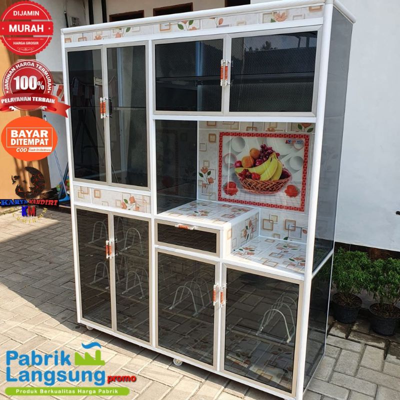 Rak dapur / Rak Piring Aluminium 4 Pintu box