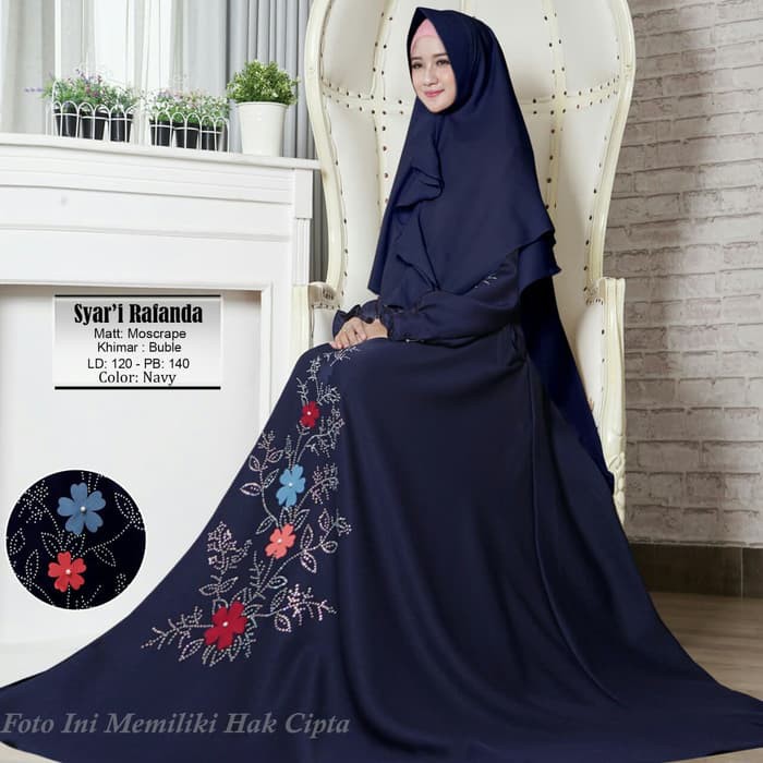 GAMIS SYARI RAFANDA NAVY Berkualitas