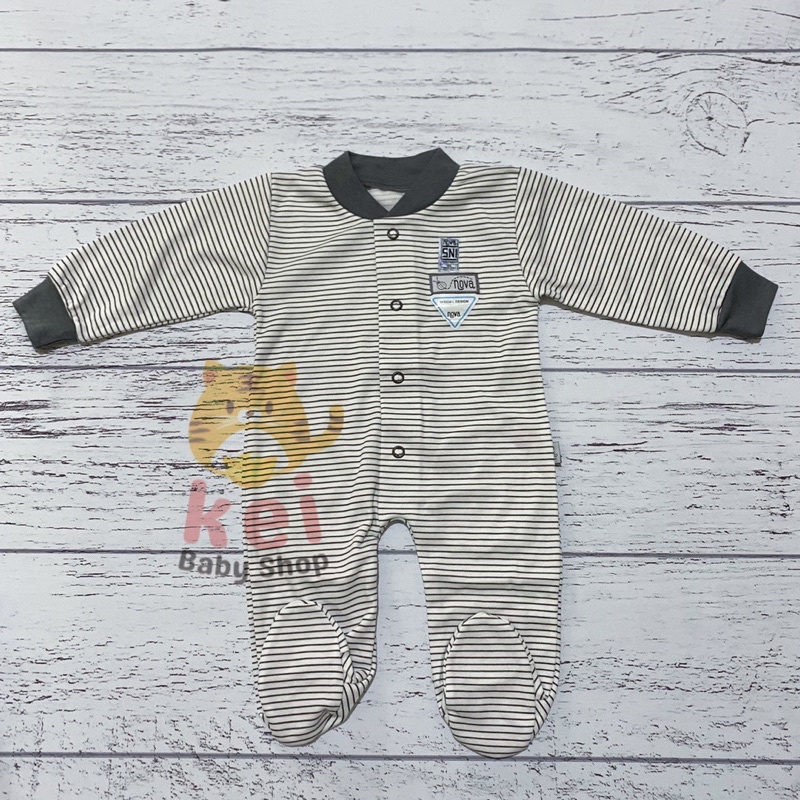 Nova Sleepsuit Bayi Newborn Tutup Kaki Abu - Piyama Bayi Jumper