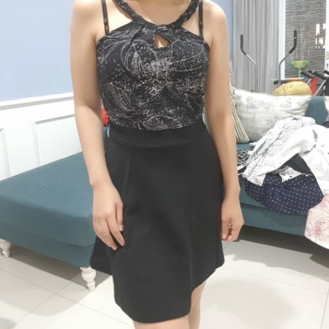 RR SALE Fashion Bangkok Baju Bangkok Fashion Wanita Pakaian Wanita Dress Bangkok DRESS LEAVES BLACK