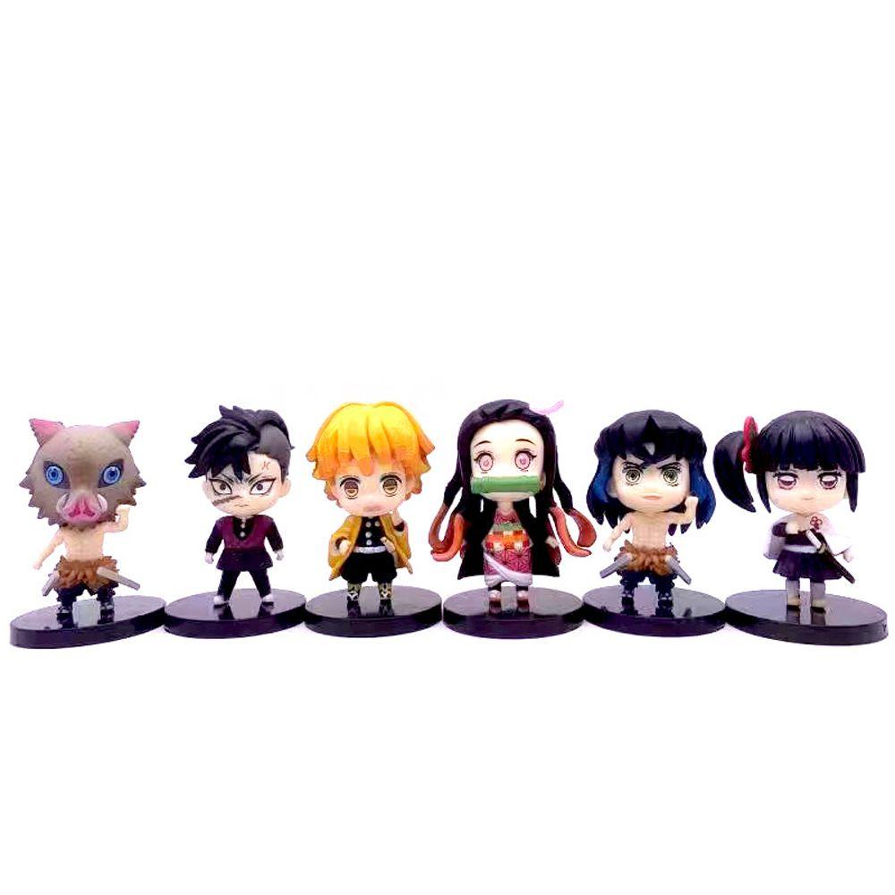 Lanfy Demon Slayer Action Figure Mainan Kawaii Dekorasi Moldel Ornamen Kartun Anak Hadiah Anime Figure