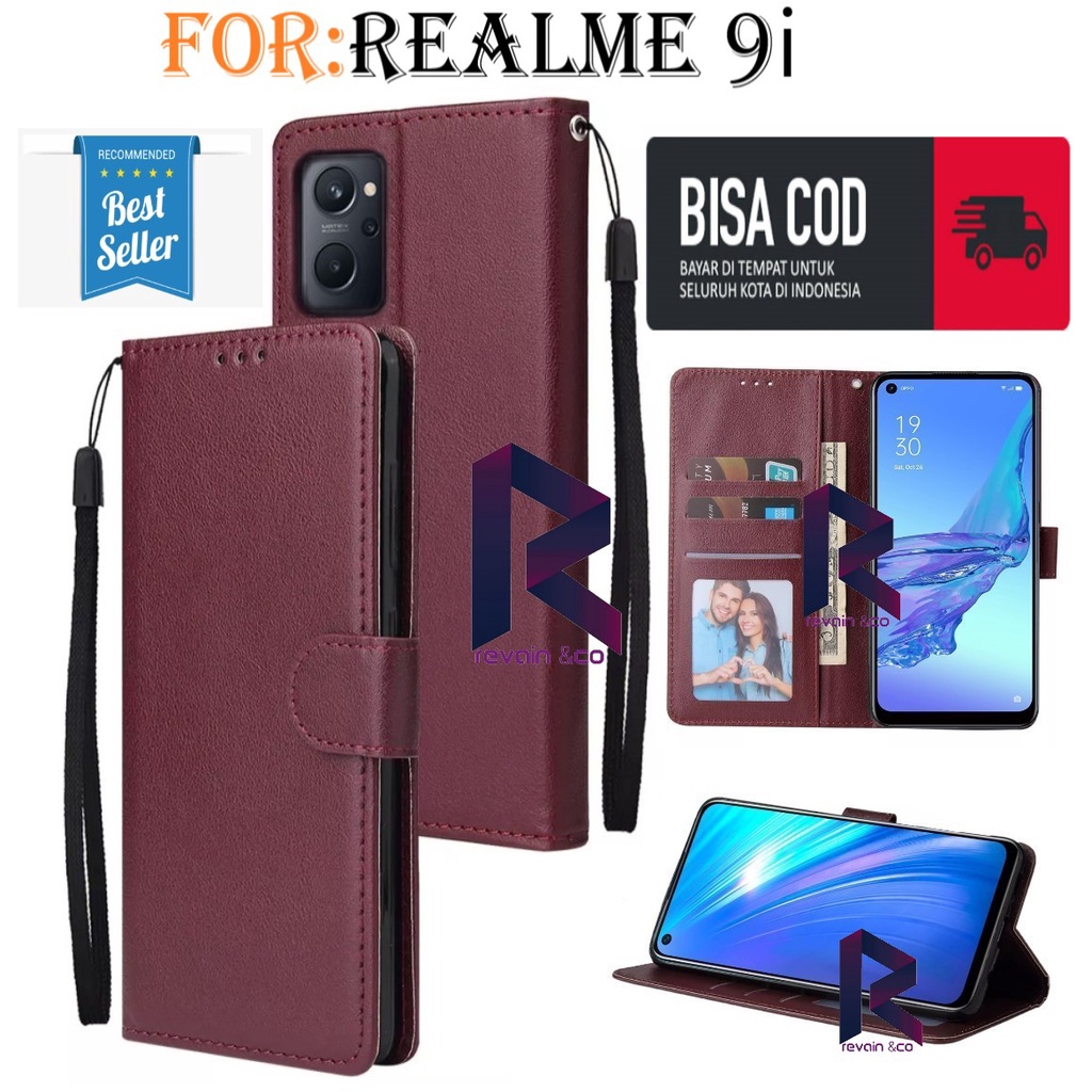 NEW REALME 9i CASE FLIP WALLET LEATHER KULIT PREMIUM SARUNG BUKA TUTUP FLIP CASE REALME 9i