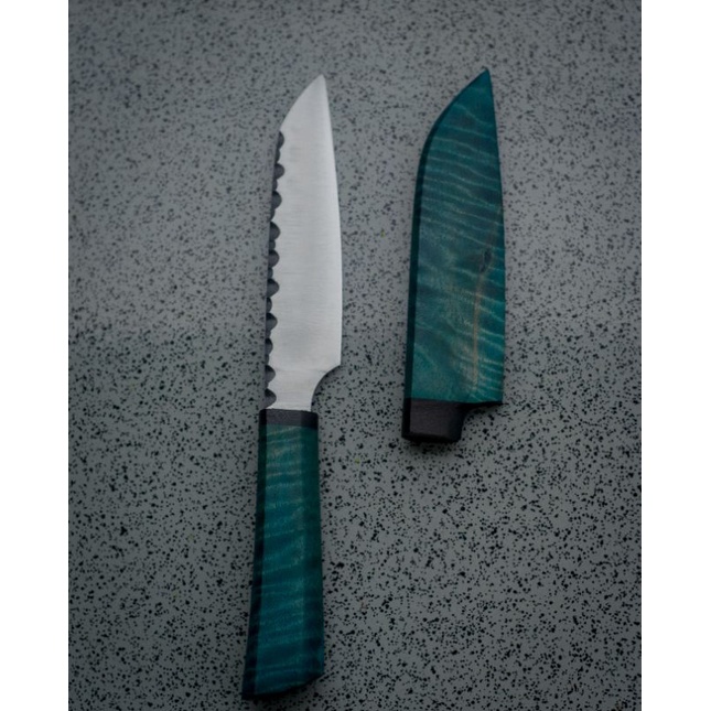 alat bushcraft, bishcraft knife piso koki jepang, sisit sembelih bahan D2/K110