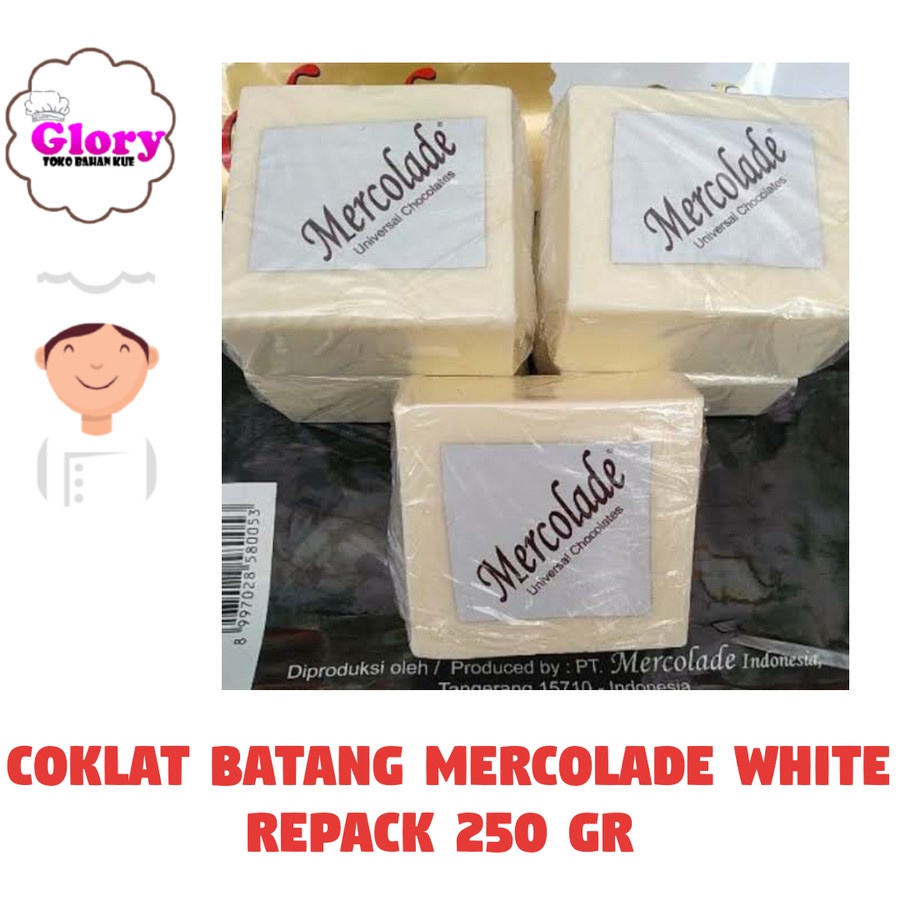 

coklat batang putih mercolade repack250gr/ coklat masak