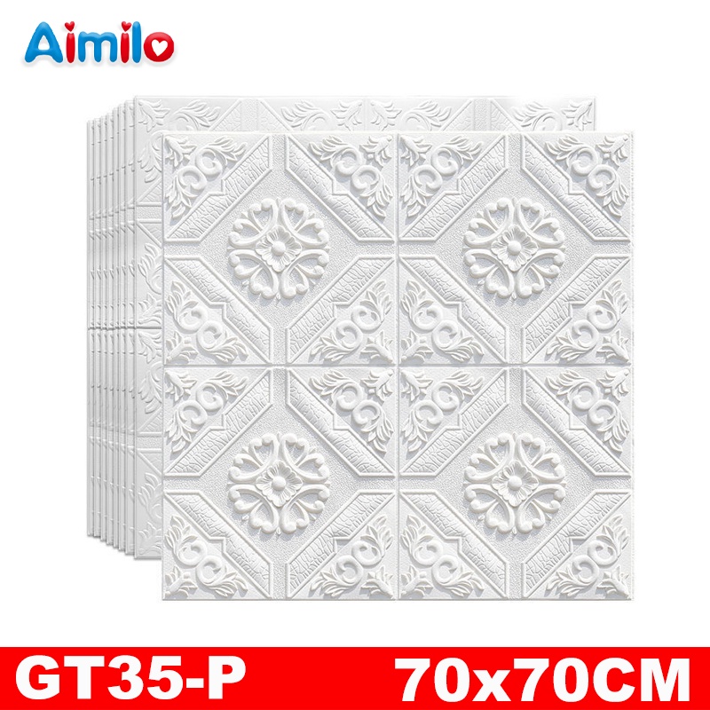 (Aimilo) Wallpaper Dinding 3D Foam Motif Batu Bata Walpaper 3D Foam Murah High Quality-GT35-P