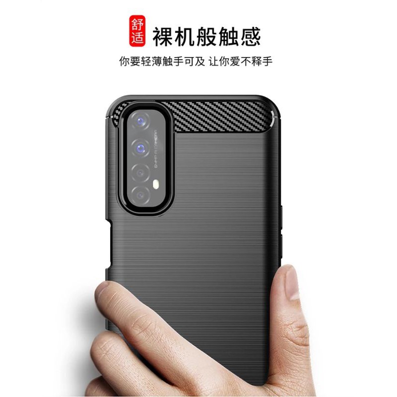 COD Softcase Slim Carbon Fiber Hitam Realme 7 - Case Casing Karbon Armor Realmi 7 Back Cover Premium