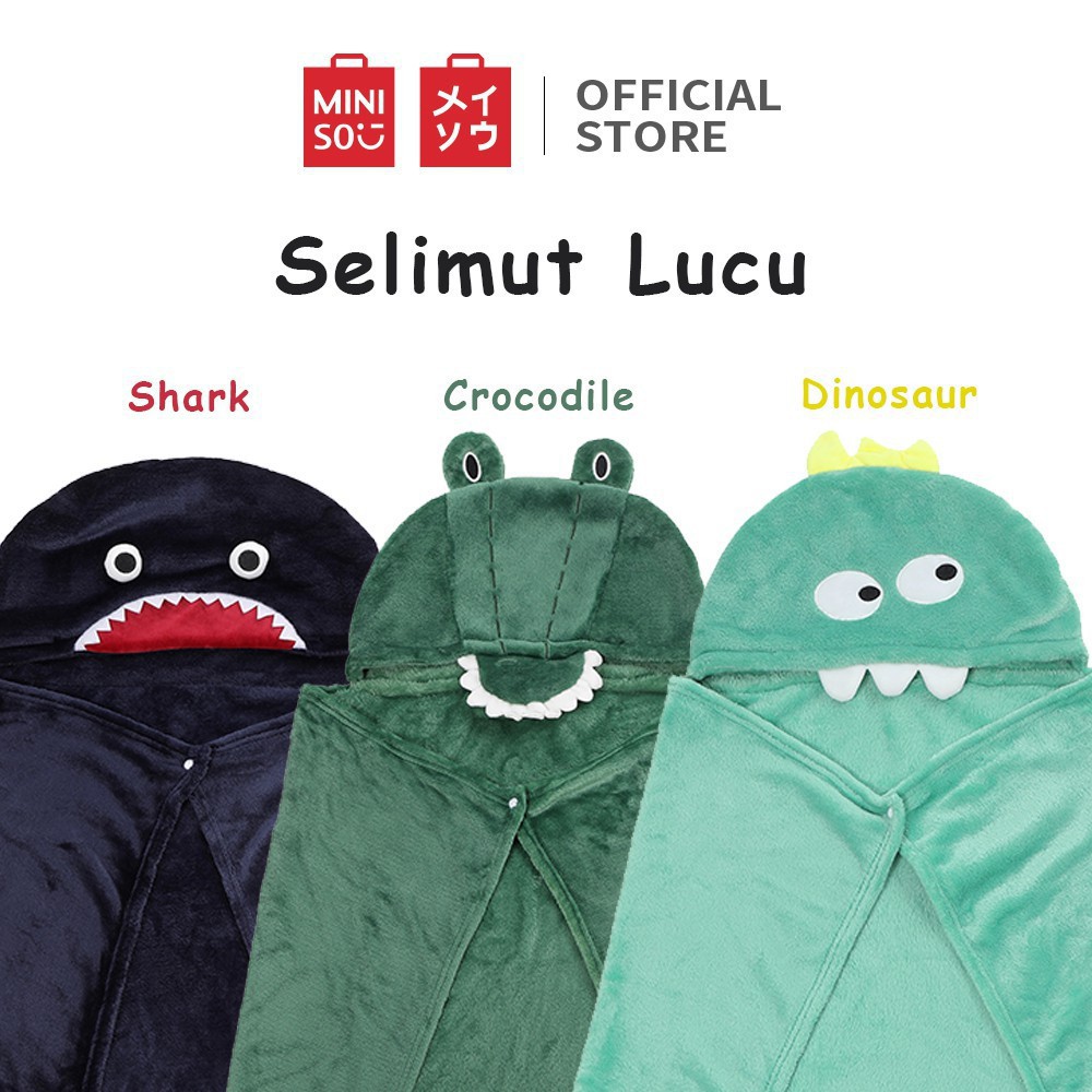 Miniso Selimut Lucu dengan Hoodie Selimut rekreasi kantor Tetap hangat Tidur sebentar selendang-1