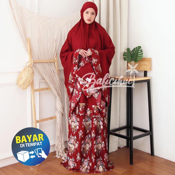 Balicihui Mukena Nadia Maroon 1 Mukena Bali Jumbo Mukena Bali Dewasa by Balicihui